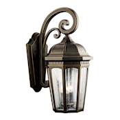 Kichler Courtyard 3 Light 22" Wide Outdoor Wall Sconce with Seedy Glass Panels Rubbed Bronze