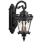 Kichler Tournai 3 Light 29" Wide Outdoor Wall Sconce with Seedy Glass Shades Black
