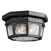 Kichler Weatherly 3 Light Outdoor Flush Mount Ceiling Fixture Black
