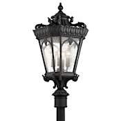 Kichler Tournai 4 Light 37.5 Inch Tall Outdoor Post Light Black