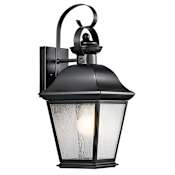Kichler Mount Vernon Single Light 17" Tall Outdoor Wall Sconce with Seedy Glass Panels Black