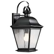 Kichler Mount Vernon Single Light 20" Tall Outdoor Wall Sconce with Seedy Glass Panels Black