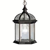Kichler Barrie Single Light 14" Outdoor Lantern Pendant with Beveled Glass Panels Black