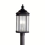 Kichler 3 Light Post Light from the Kirkwood Collection Black (Painted)