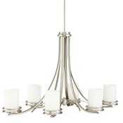 Kichler Hendrik 6 Light 36" Wide Chandelier with Satin Etched Glass Shades Brushed Nickel