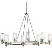 Kichler Circolo 8 Light 36" Wide Chandelier with Dual Cylindrical Shades Brushed Nickel