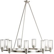 Kichler Circolo 9 Light 36" Wide Chandelier with Dual Cylindrical Shades Brushed Nickel