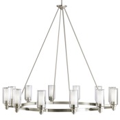 Kichler Circolo 12 Light 45" Wide Ring Chandelier with Dual Cylindrical Shades Brushed Nickel