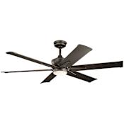 Kichler 60" Indoor / Outdoor Ceiling Fan with Blades, Light Kit, Downrod and Wall Control Olde Bronze
