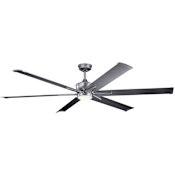 Kichler 80" Indoor / Outdoor Ceiling Fan with Blades, Light Kit, Downrod and Wall Control Weathered Steel Powder Coat