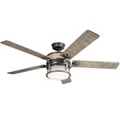Kichler Ahrendale 60" Indoor / Outdoor Ceiling Fan with Blades, LED Light Kit and Wall Control Anvil Iron