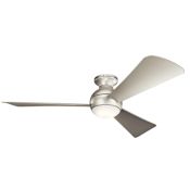 Kichler Sola 54" 3 Blade LED Hugger Indoor / Outdoor Ceiling Fan Brushed Nickel