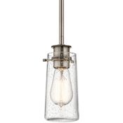 Kichler Braelyn Single Light 9" Mini Pendant with Seeded Glass Shade Classic Pewter