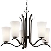 Kichler Armida 5 Light 25" Wide Chandelier with Satin Etched White Shades Olde Bronze