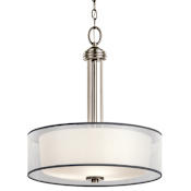 Kichler Tallie 3 Light 18" Wide Pendant with Organza Shade and Diffuser Antique Pewter