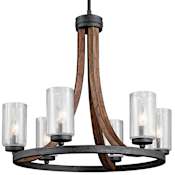 Kichler Grand Bank 6 Light 25" Wide 1 Tier Candle Style Chandelier Auburn Stained