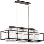 Kichler Wright 3 Light 36" Outdoor Chandelier Weathered Zinc