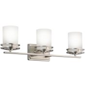 Kichler Hendrik 3 Light 24" Wide Vanity Light Bathroom Fixture with Satin Etched Glass Shades Brushed Nickel