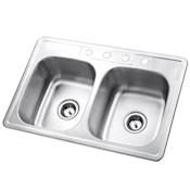 Kingston Brass 33" Drop In 21 Gauge Double Basin Stainless Steel Kitchen Sink Brushed Nickel