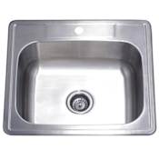 Kingston Brass Studio 25" Single Basin Stainless Steel Kitchen Sink for Drop In Installations Brushed Nickel