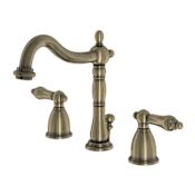 Kingston Brass Heritage 1.2 GPM Widespread Bathroom Faucet with Pop-Up Drain Assembly Antique Brass
