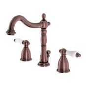 Kingston Brass Heritage 1.2 GPM Widespread Bathroom Faucet with Pop-Up Drain Assembly Antique Copper