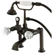 Kingston Brass Celebrity Deck Mounted Clawfoot Tub Filler Trim with Knob Handles and Integrated Diverter - Handshower Included Oil Rubbed Bronze
