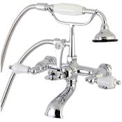 Kingston Brass Vintage Deck Mounted Clawfoot Tub Filler with Built-In Diverter - Includes Hand Shower Polished Chrome