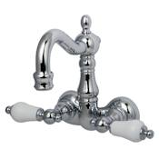 Kingston Brass Vintage Wall Mounted Clawfoot Tub Filler with Porcelain Lever Handles Polished Chrome