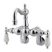 Kingston Brass Vintage Wall Mounted Clawfoot Tub Filler with Porcelain Lever Handles Polished Chrome
