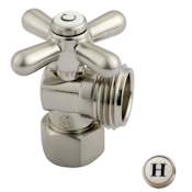 Kingston Brass Vintage Washing Machine Valve with 1/2 Inch IPS, 3/4 Inch Hose Connections and Metal Cross Handle Brushed Nickel
