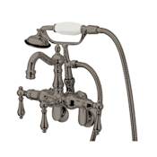Kingston Brass Vintage Wall Mounted Clawfoot Tub Filler with Personal Hand Shower and Metal Lever Handles Brushed Nickel