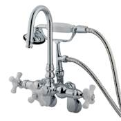 Kingston Brass Vintage Wall Mounted Clawfoot Tub Filler - Includes Hand Shower Polished Chrome