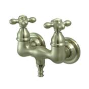 Kingston Brass Vintage Wall Mounted Clawfoot Tub Filler with Metal Cross Handles Brushed Nickel
