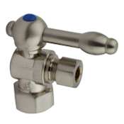 Kingston Brass Vintage Angle Stop with 1/2 Inch IPS, 3/8 Inch OD Comp and Knight Lever Brushed Nickel