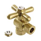 Kingston Brass Vintage Mixing Valve 1/2" Sweat x 3/8" OD Comp Angle Stop Valve Brushed Brass