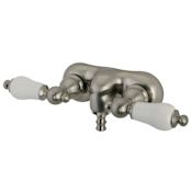 Kingston Brass Vintage Wall Mounted Clawfoot Tub Filler with Porcelain Lever Handles Brushed Nickel