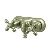 Kingston Brass Vintage Wall Mounted Clawfoot Tub Filler with Metal Cross Handles Brushed Nickel