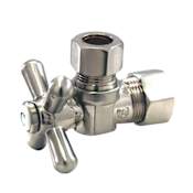 Kingston Brass Vintage Angle Stop with 1/2 Inch OD, 5/8 Inch OD and Metal Cross Handle Brushed Nickel