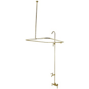 Kingston Brass Vintage Deck Mounted Clawfoot Tub Filler with Shower System and Metal Lever Handles Brushed Brass