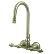 Kingston Brass Vintage Wall Mounted Clawfoot Tub Filler with Metal Lever Handles Brushed Nickel