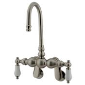 Kingston Brass Vintage Wall Mounted Clawfoot Tub Filler with Porcelain Lever Handles Brushed Nickel