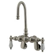 Kingston Brass Vintage Wall Mounted Clawfoot Tub Filler with Porcelain Lever Handles Brushed Nickel
