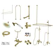 Kingston Brass Vintage Shower System with Shower Head, Hand Shower, Shower Arm, and Hose – Less Rough-In Valve Brushed Brass