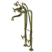 Kingston Brass Essex Floor Mounted Clawfoot Tub Filler with Built-In Diverter – Includes Hand Shower Antique Brass