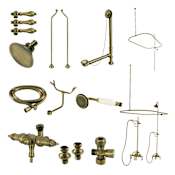 Kingston Brass Vintage Retrofit Shower with Shower Head, Hand Shower, and Hose Antique Brass