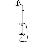 Kingston Brass Kingston Ceramic Disc Retrofit Shower System with Shower Head, Hand Shower, Shower Arm, and Hose Matte Black