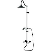 Kingston Brass Kingston Ceramic Disc Shower System with Shower Head, Hand Shower, Shower Arm, Hose, and Valve Trim Matte Black