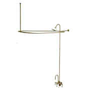 Kingston Brass Vintage Leg Tub Kit with Faucet Body, Porcelain Lever Handles, Personal Hand Shower, Shower Ring, Shower Head, Drain and Overflow Brushed Nickel