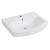 Kingston Brass Inflection 24" Ceramic Semi-Recessed Bathroom Sink with Overflow and Single Faucet Hole White